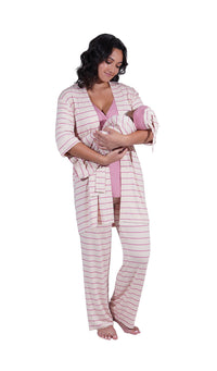 Everly Grey Analise 5-Piece PJ Set | Pink Stripe