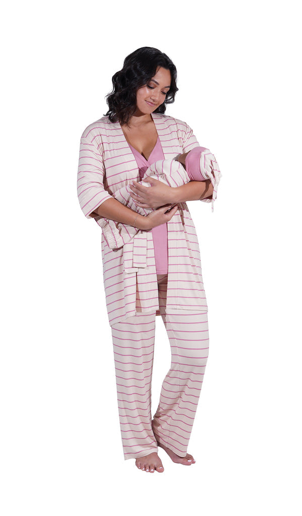 Everly Grey Analise 5-Piece PJ Set | Pink Stripe