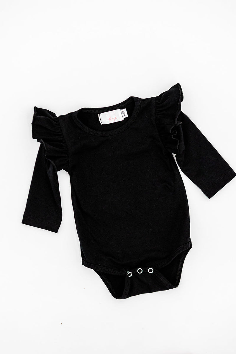 Mila & Rose  Black L/S Flutter Bodysuit