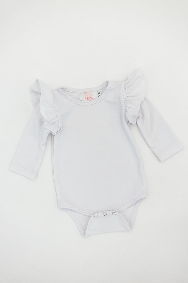 Mila & Rose White L/S Flutter Bodysuit