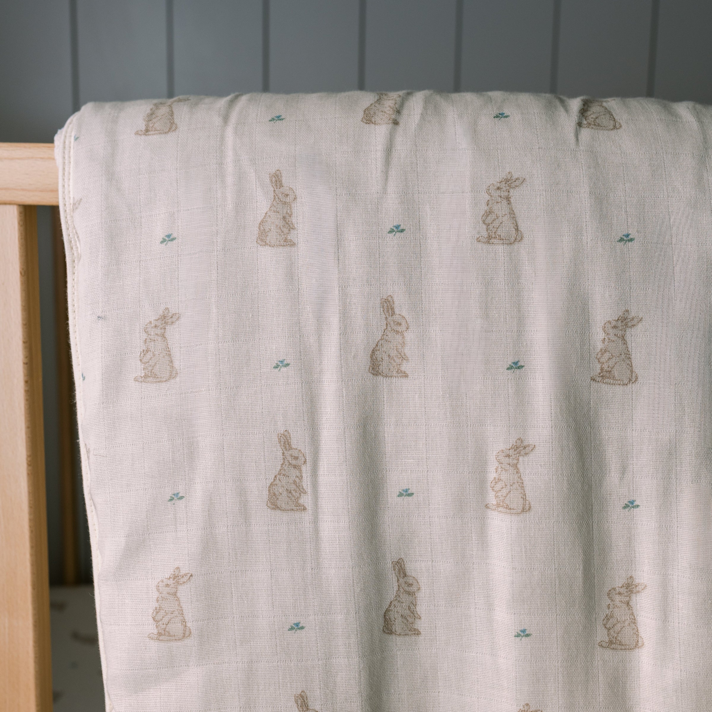 Oilo Bunny Premium Muslin Crib Quilt & Sham Set