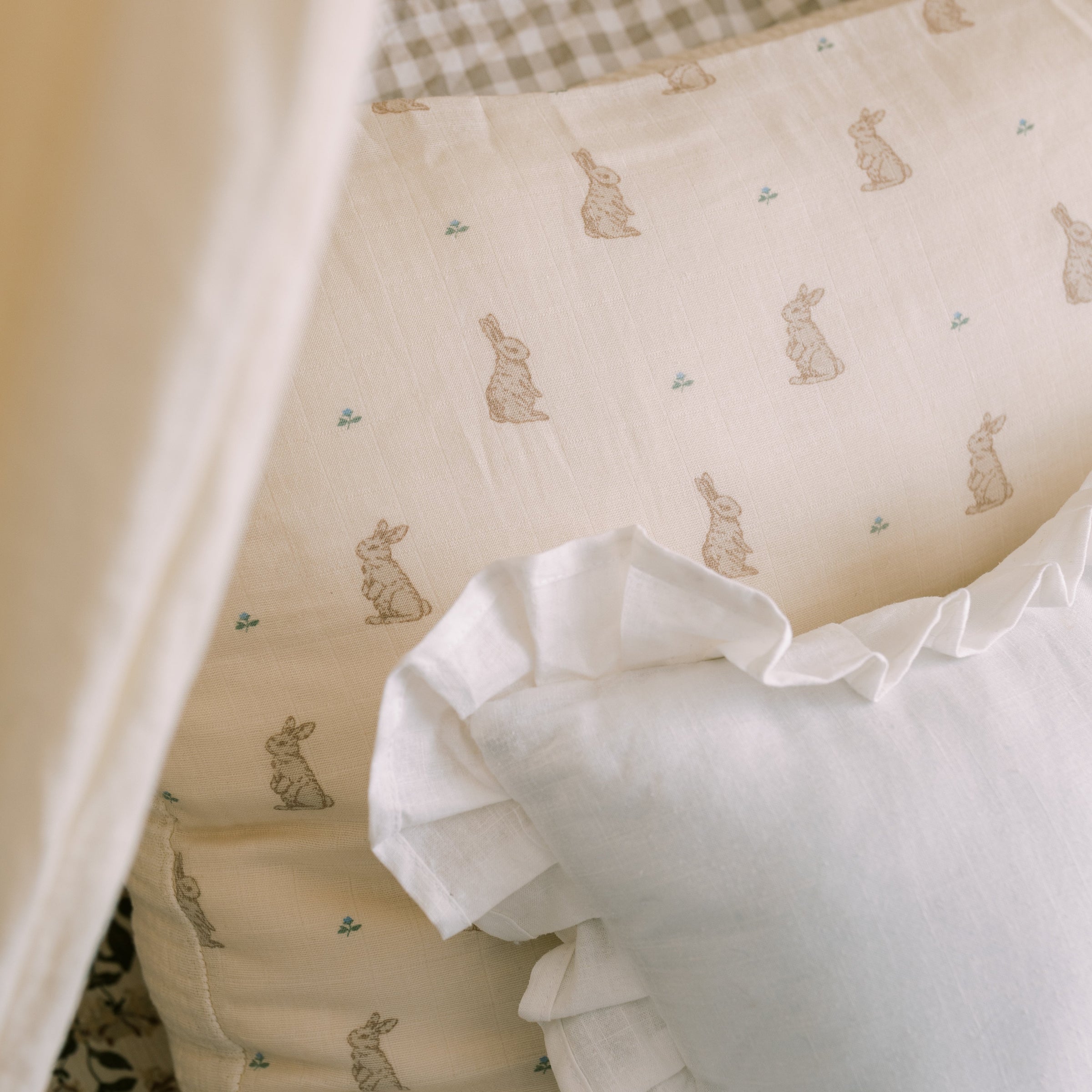 Oilo Bunny Premium Muslin Crib Quilt & Sham Set