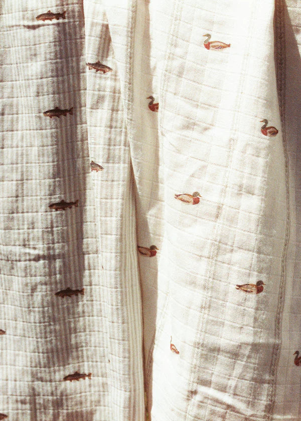 Mallard Duck & Trout - Muslin Swaddle Blanket Set