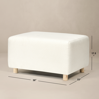 Oilo Ollie Ottoman: Large Stationary Rectangle Ottoman With Wood Legs