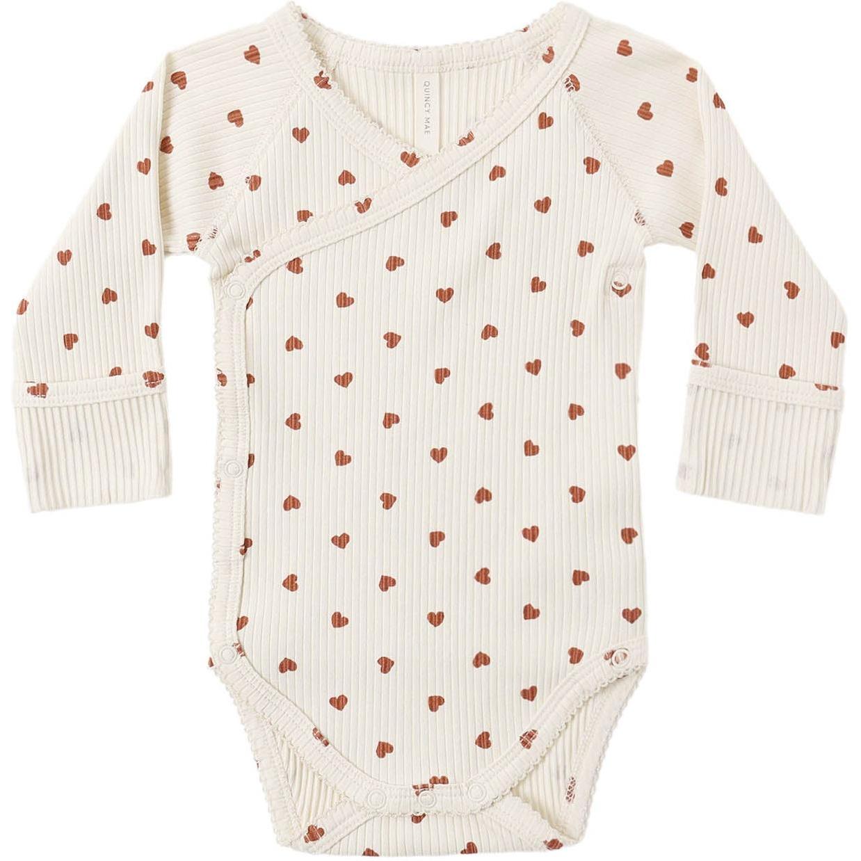 Quincy Mae Side Snap Bodysuit || Red Hearts