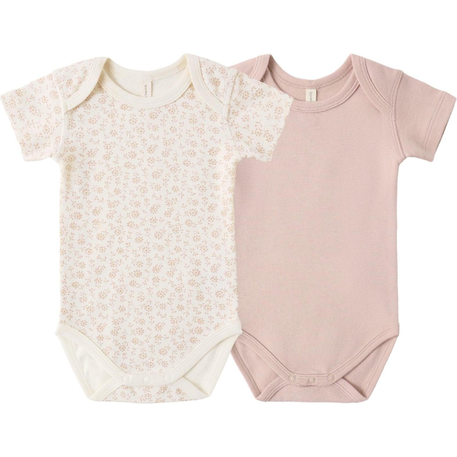 Quincy Mae Short Sleeve Bodysuit Pack || Ditsy, Blush