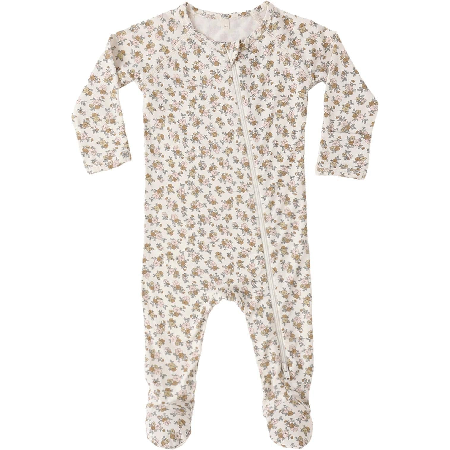 Quincy Mae Bamboo Zip Footie || Wildflower
