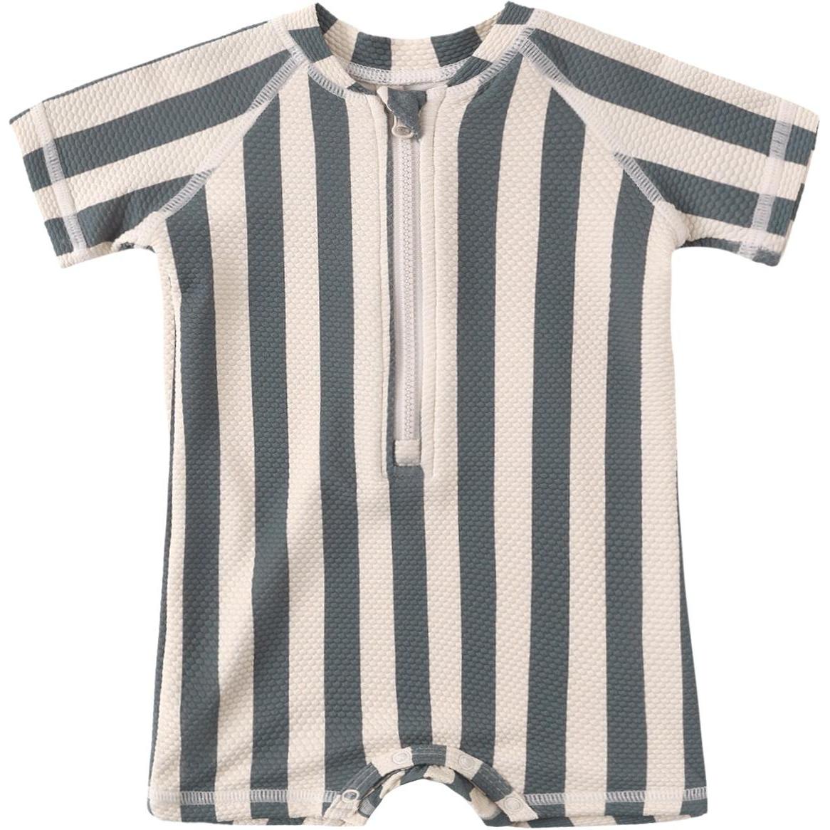 Quincy Mae Zip Rashguard One-piece || Retro Ocean Stripe
