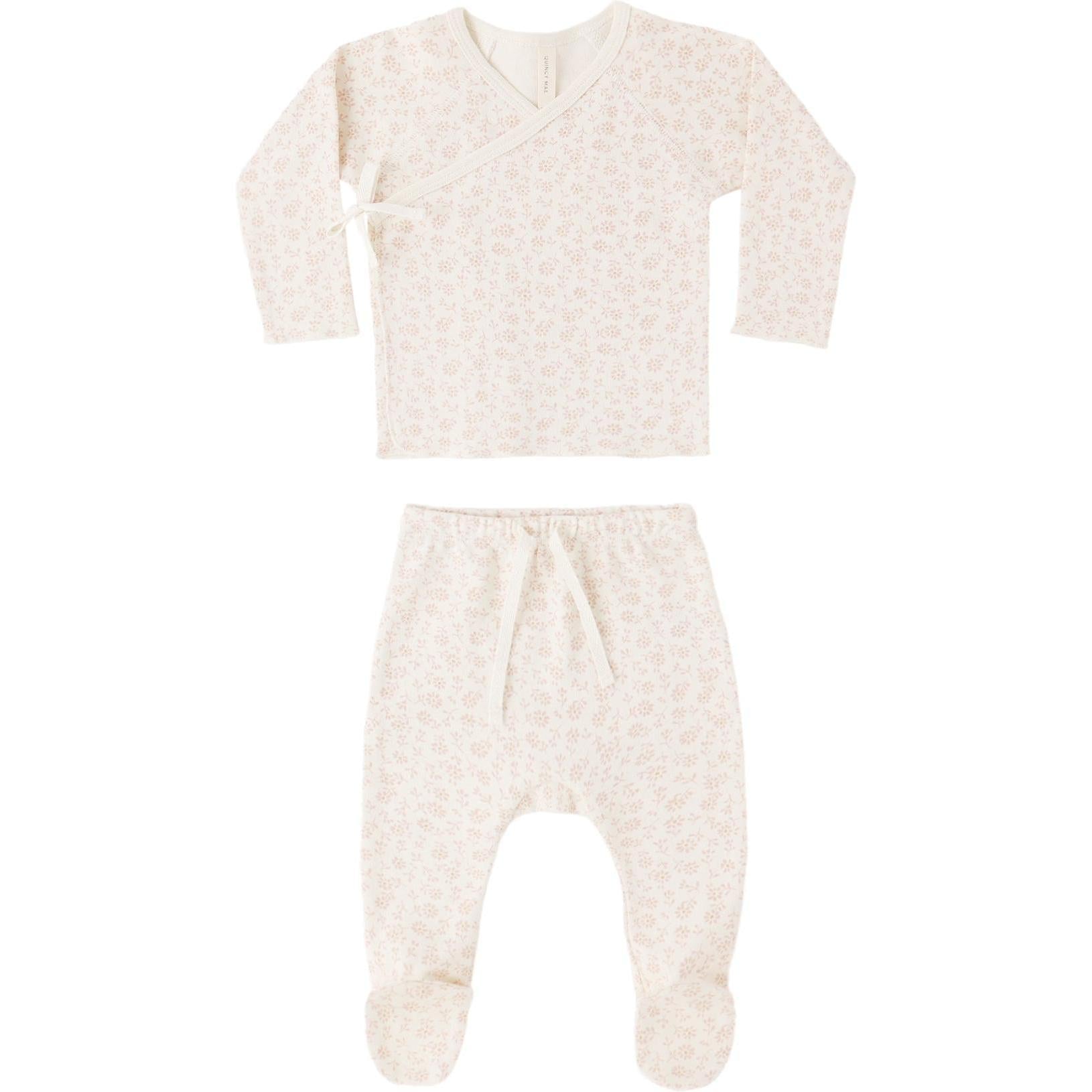 Quincy Mae Wrap Top + Footed Pant Set || Ditsy
