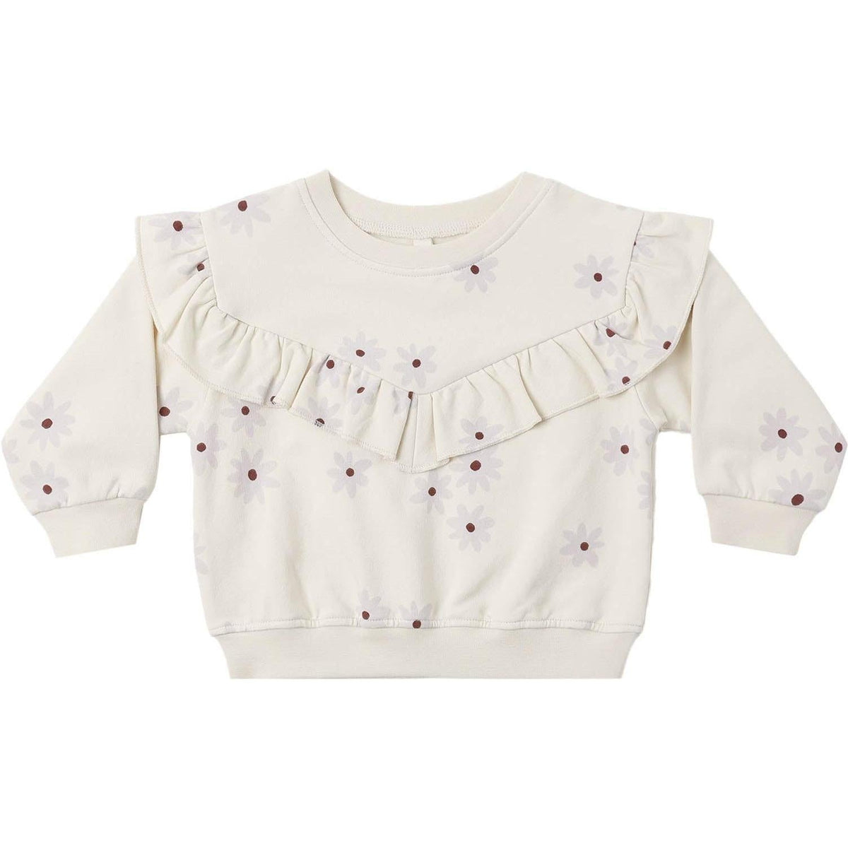 Quincy Mae Ruffle Fleece Sweatshirt || Blue Daisy