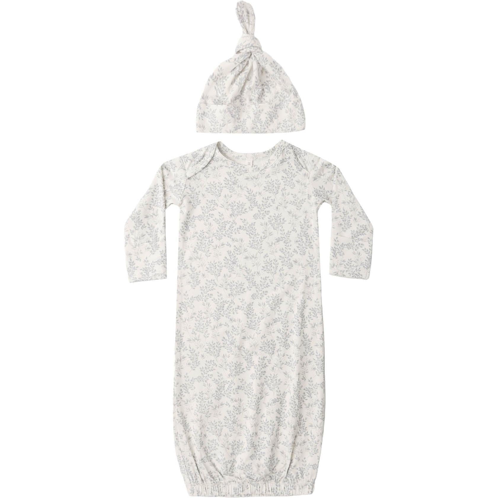 Quincy Mae Bamboo Baby Gown + Hat Set || Cloud Floral