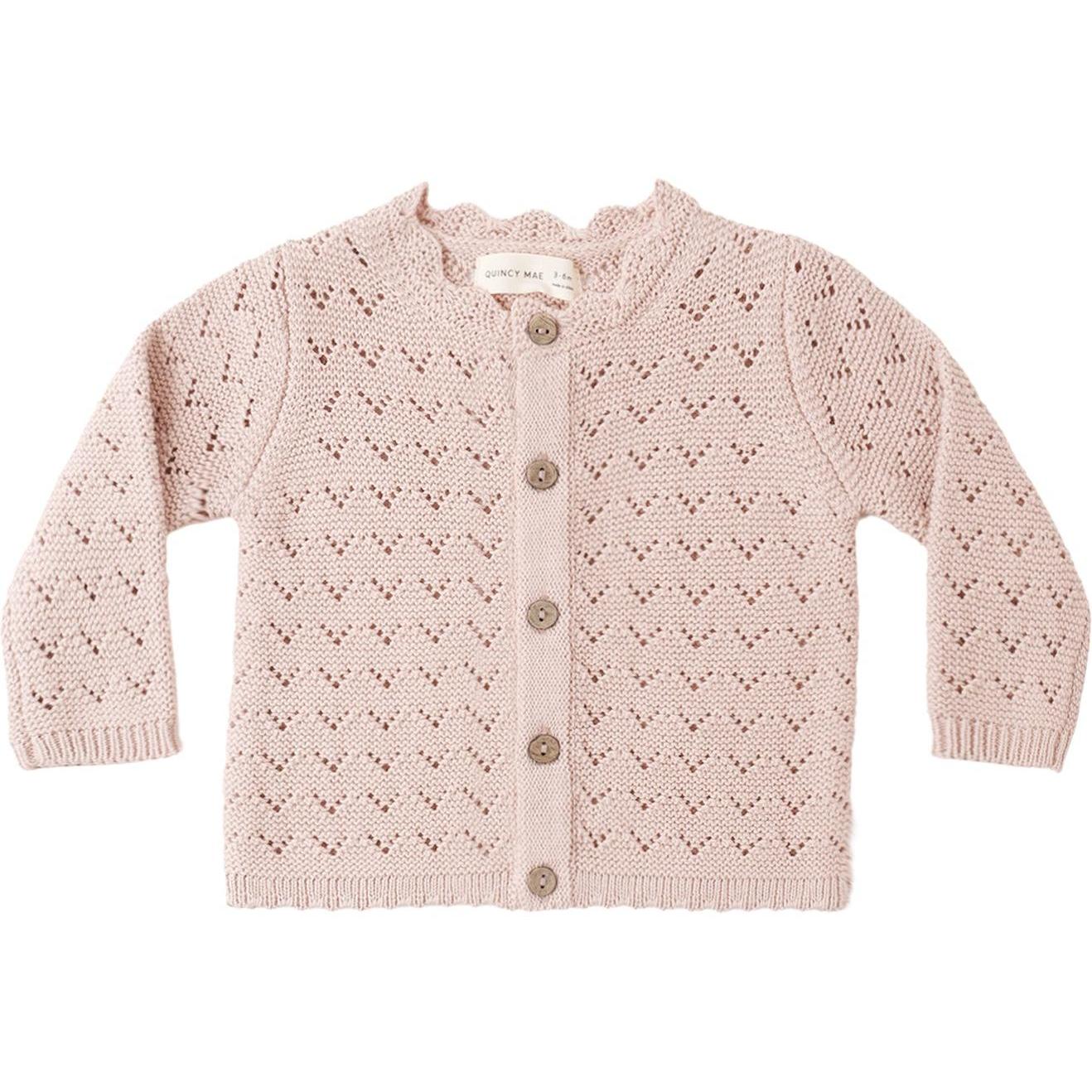 Quincy Mae Scalloped Cardigan || Blush