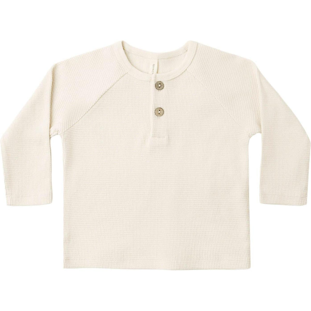 Quincy Mae Henley Knit Top || Natural