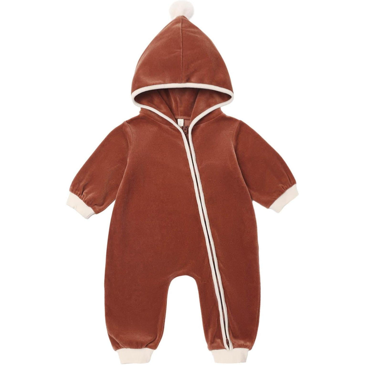 Quincy Mae Velour Zip Jumpsuit || Redwood