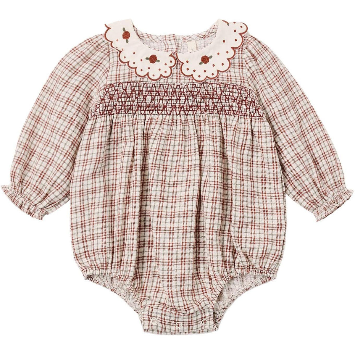 Quincy Mae Callie Romper || Christmas Plaid