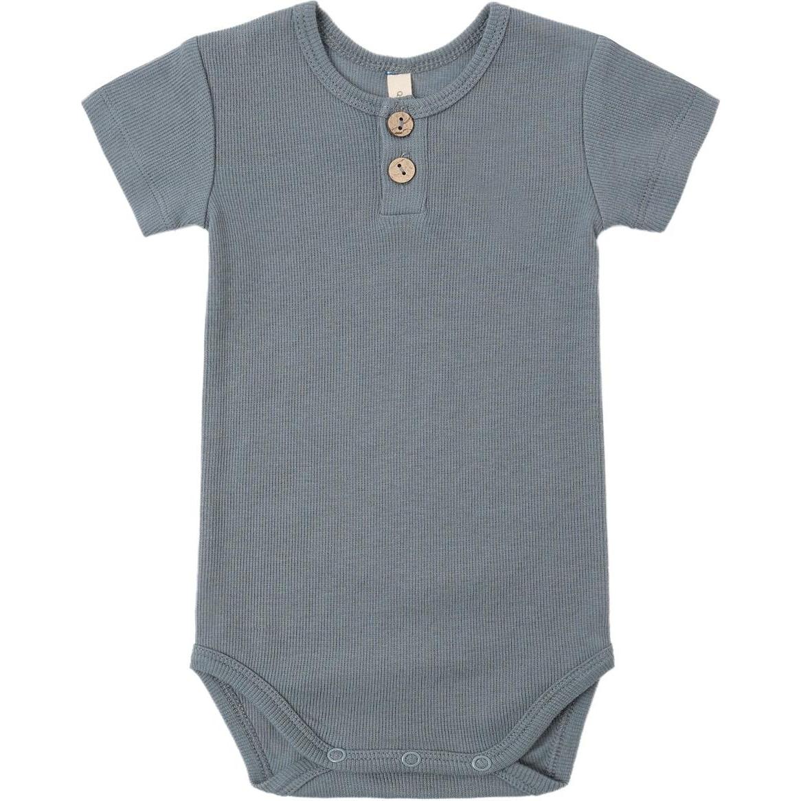 Quincy Mae Ribbed Henley Bodysuit || Ocean