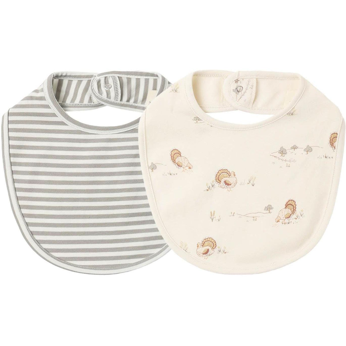 Quincy Mae Jersey Snap Bib, 2 Pack || Laurel Stripe, Turkey
