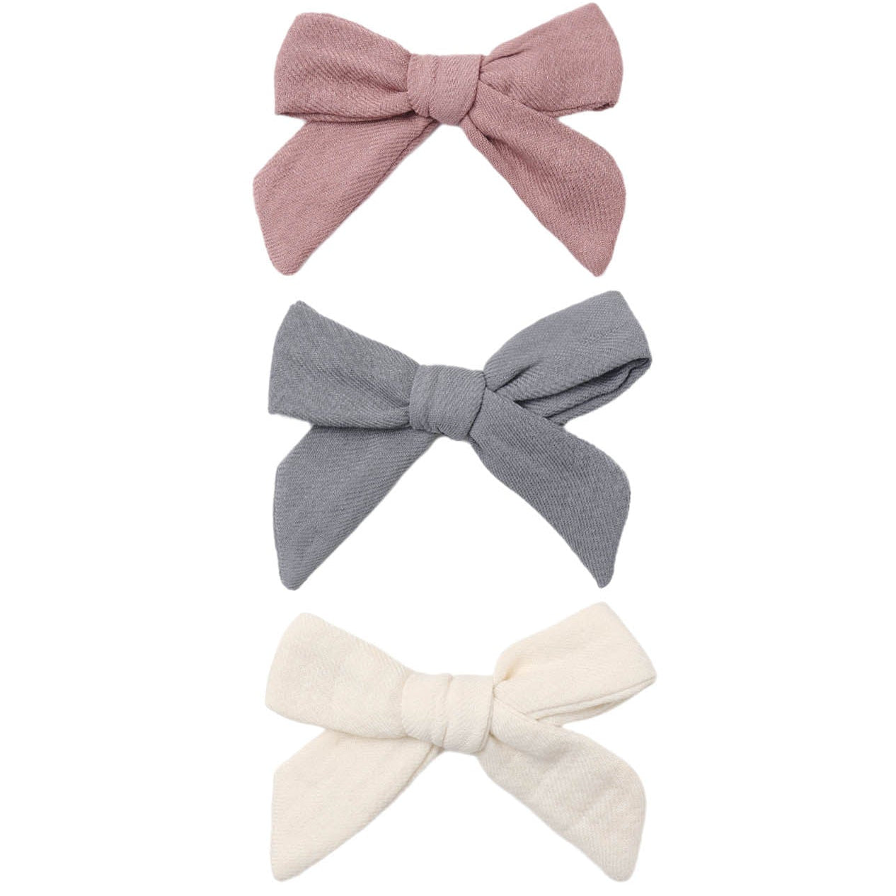 Quincy Mae Bow W. Clip, Set of 3 || Mulberry, Slate, Natural