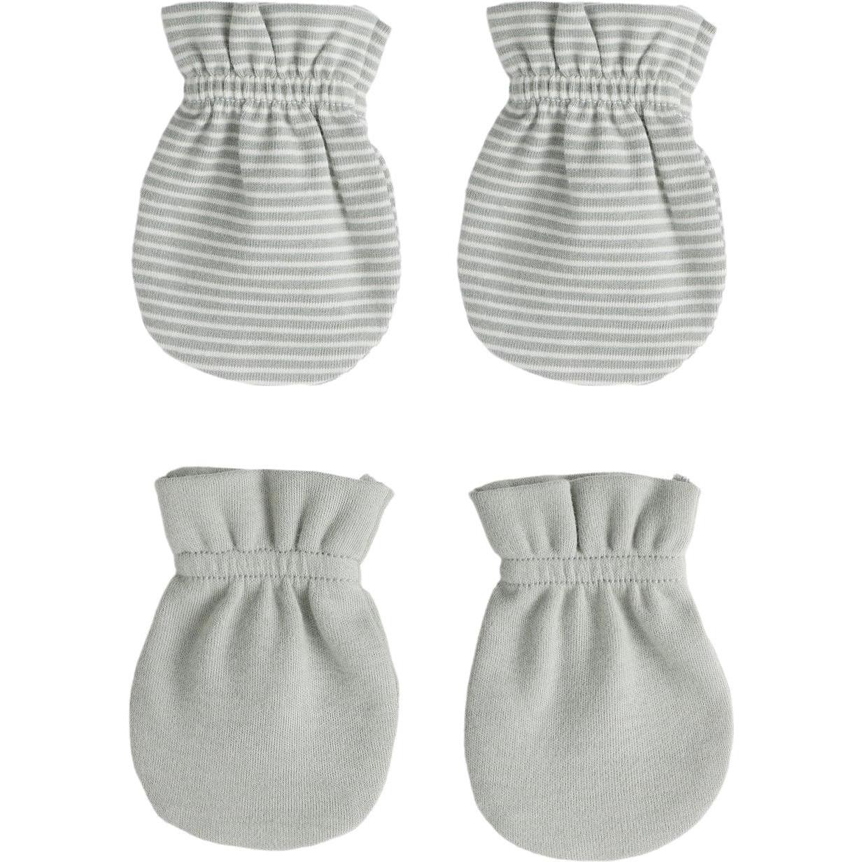 Quincy Mae No Scratch Mittens Set || Sage Micro Stripe, Sage