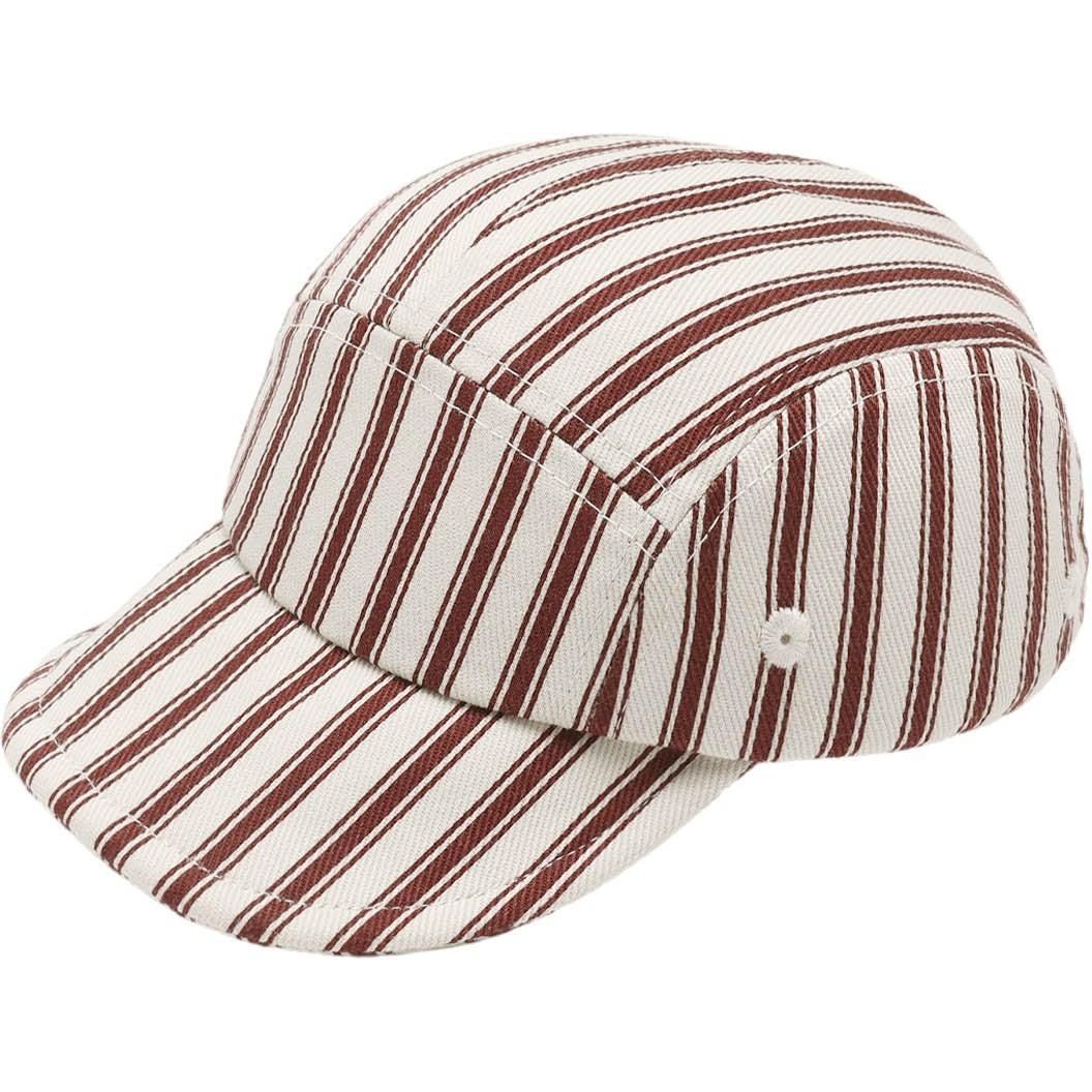 Quincy Mae Baby Cap || Black Cherry Pinstripe