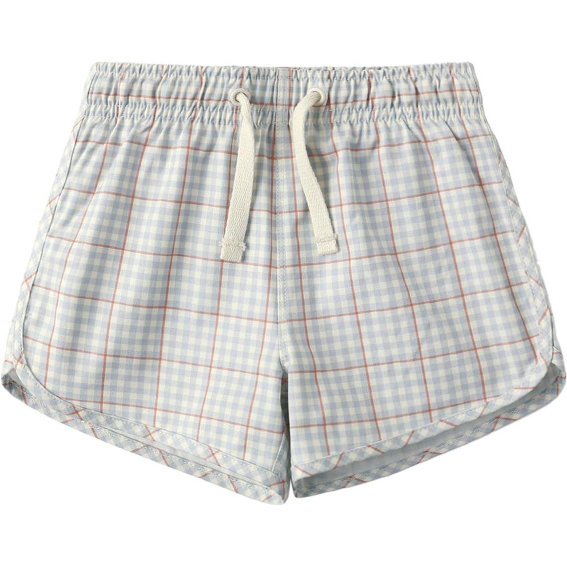 Rylee + Cru Swim Trunk || Light Blue Plaid