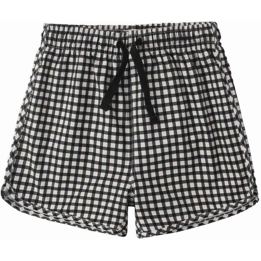 Rylee + Cru Swim Trunk || Black Gingham
