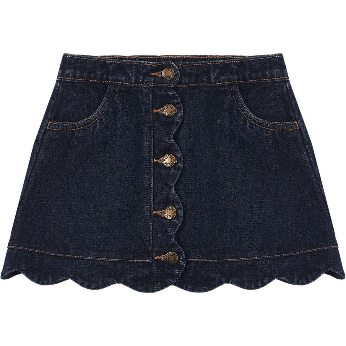 Rylee + Cru Scallop Mini Skirt || Dark Indigo