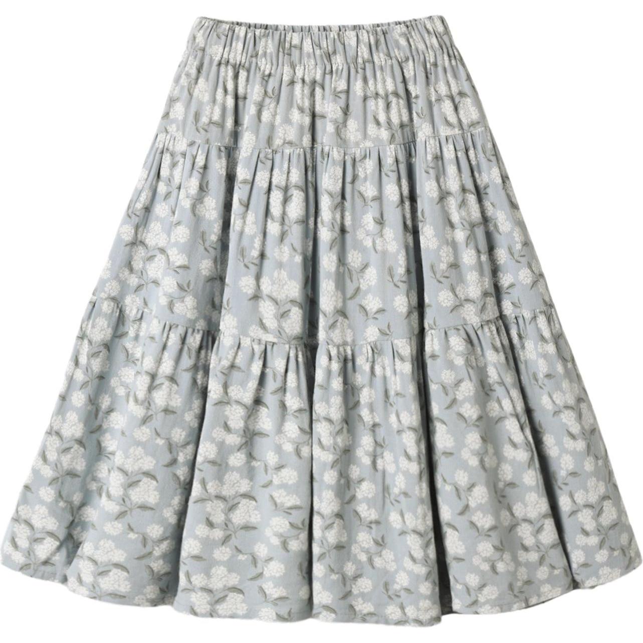 Rylee + Cru Tiered Midi Skirt || Light Blue