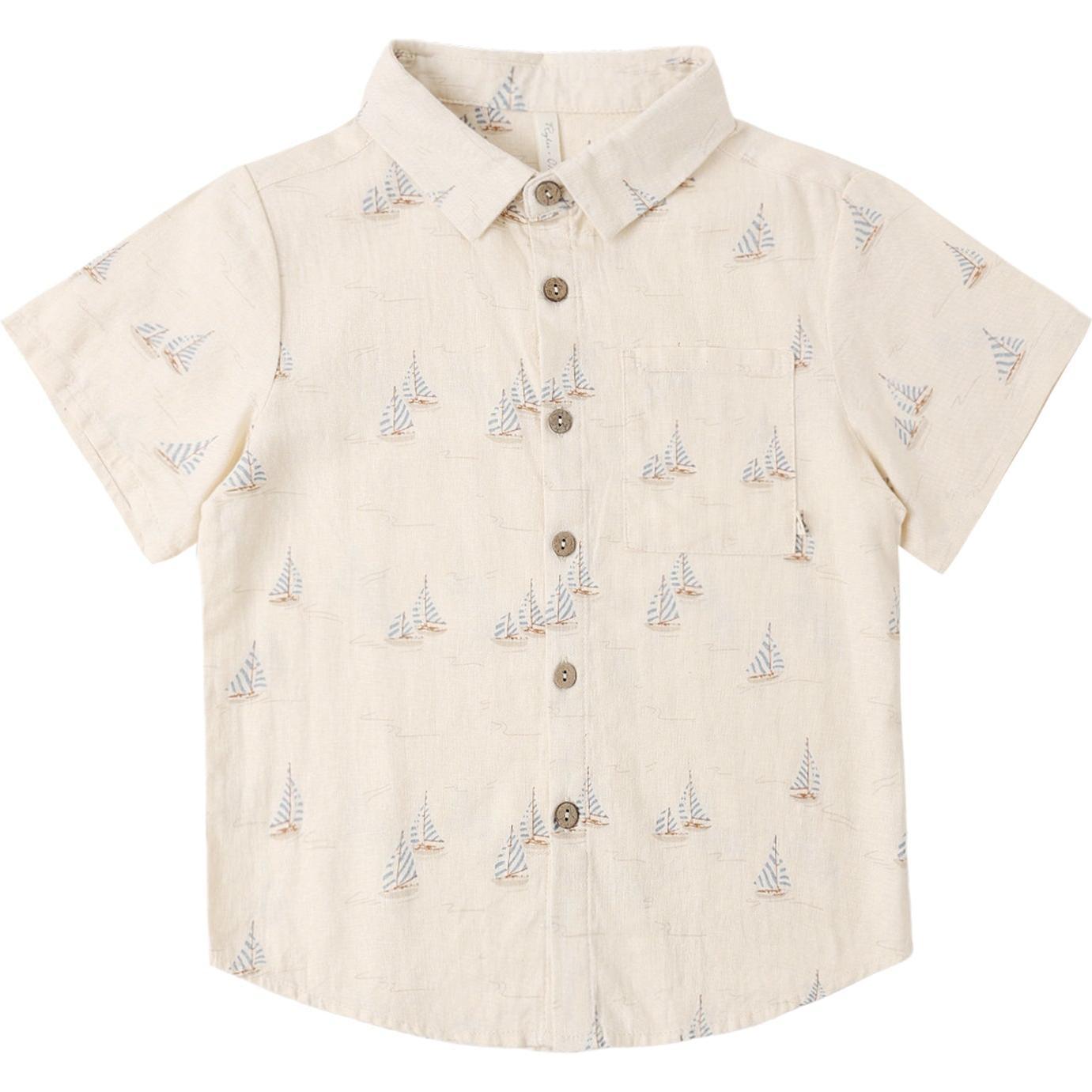 Rylee + Cru Collared Short Sleeve Shirt || Sail