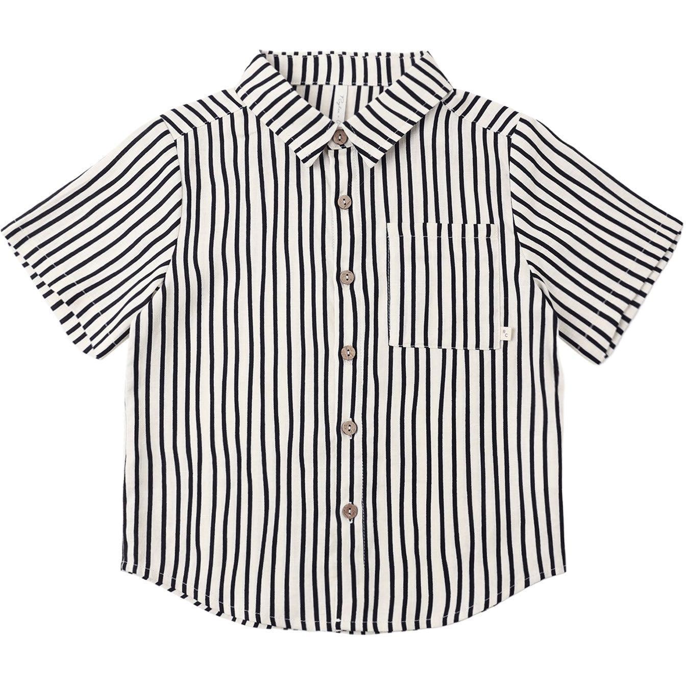 Rylee + Cru Collared Short Sleeve Shirt || Wavy Stripe