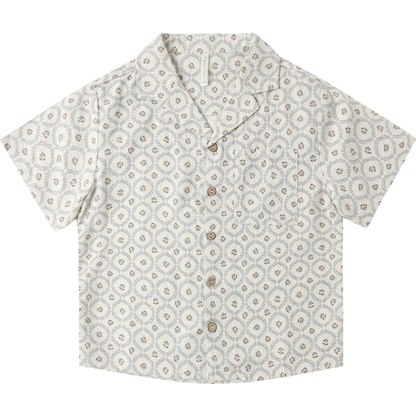 Rylee + Cru Lapel Collar Shirt || Green Fleur