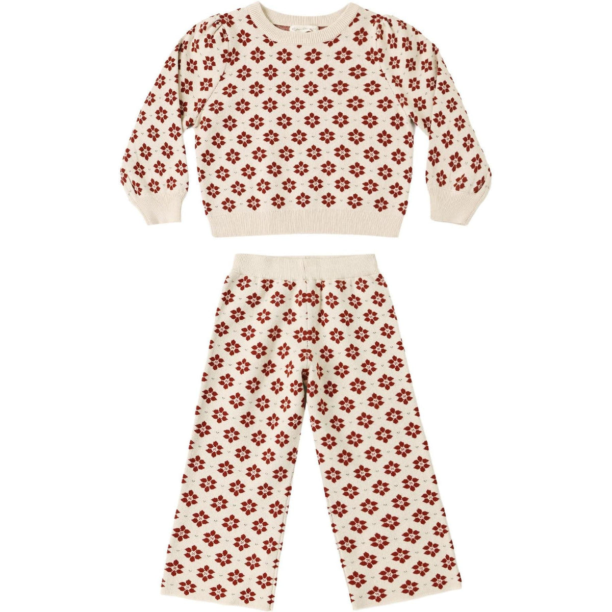Rylee + Cru Jacquard Knit Set || Poinsettia