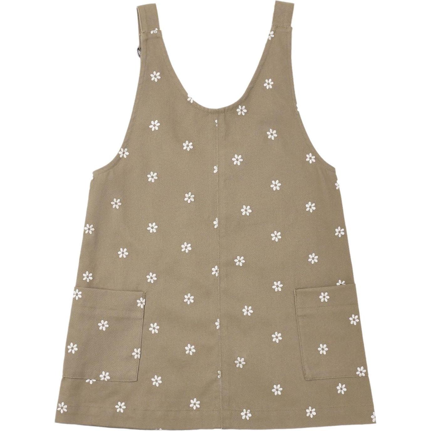 Rylee + Cru V-neck Overall Dress Embroidered || Daisies