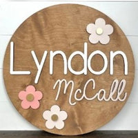 Sugar + Maple Round Personalized Name Sign | Retro