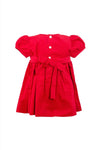 Smocked Christmas Corduroy Red Short Sleeve Dress with Panty