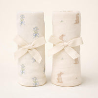 Oilo Bunny & Lily of the Valley Jersey Swaddle Blanket Set