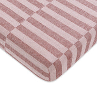 Babyletto Maroon Stripe Muslin Mini Crib Sheet in GOTS Certified Organic Cotton