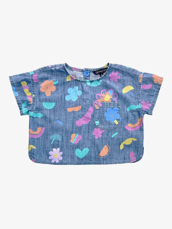 Blu & Blue Chloe Printed Denim Top