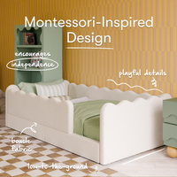 Babyletto Rizo Montessori-Inspired Twin Floor Bed with Guardrails