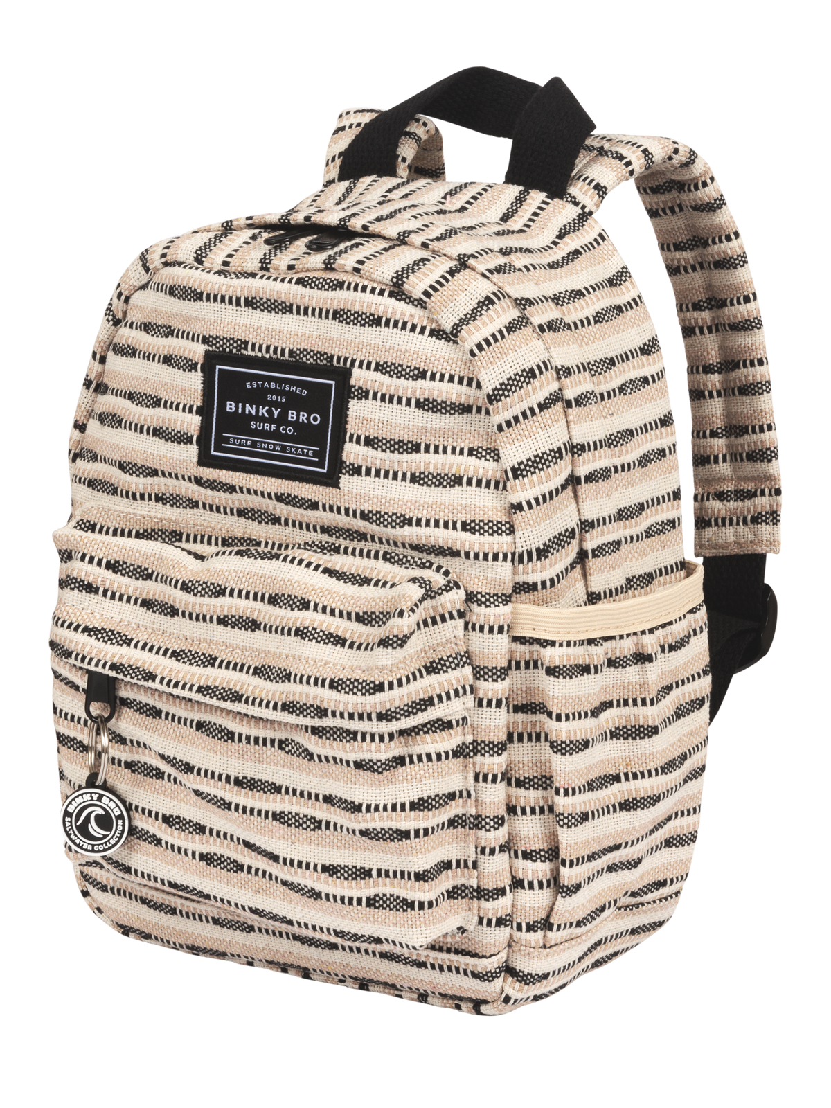 Kids Backpack (Black Striped Canvas)