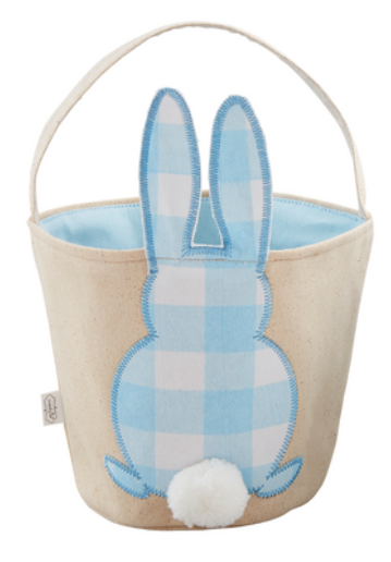 Mud Pie Blue Check Bunny Basket Set