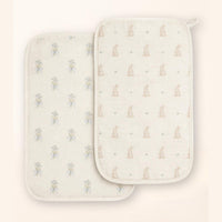 Oilo Bunny & Lily of the Valley Premium Muslin Burp Cloth 2-Pack