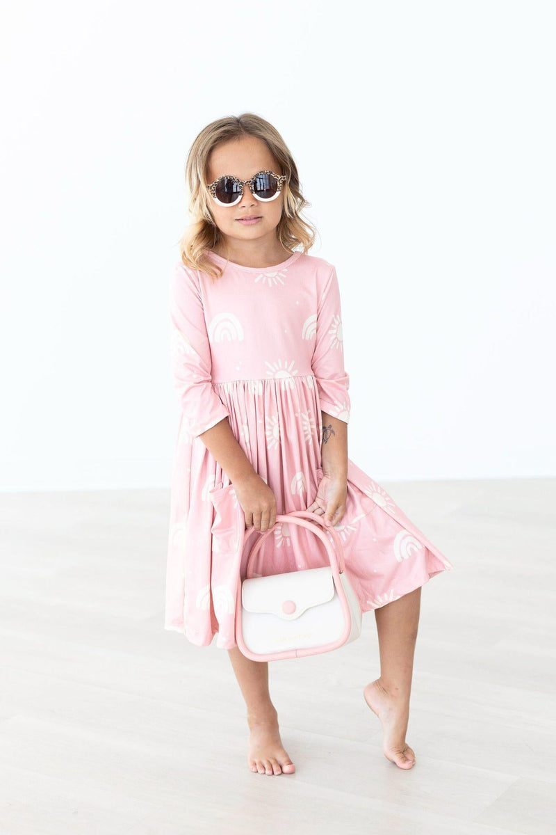 Mila & Rose Soft Pink Sun 3/4 Sleeve Pocket Twirl Dress