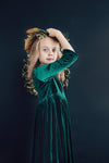 Mila & Rose Hunter Green Velvet Twirl Dress