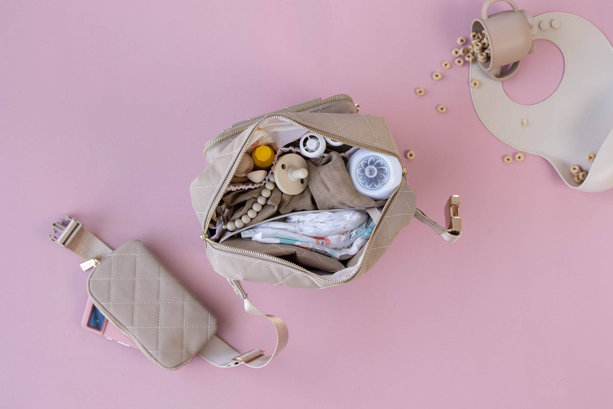 Jetsetter Mini Diaper Bag With Wipes Pocket - Beige