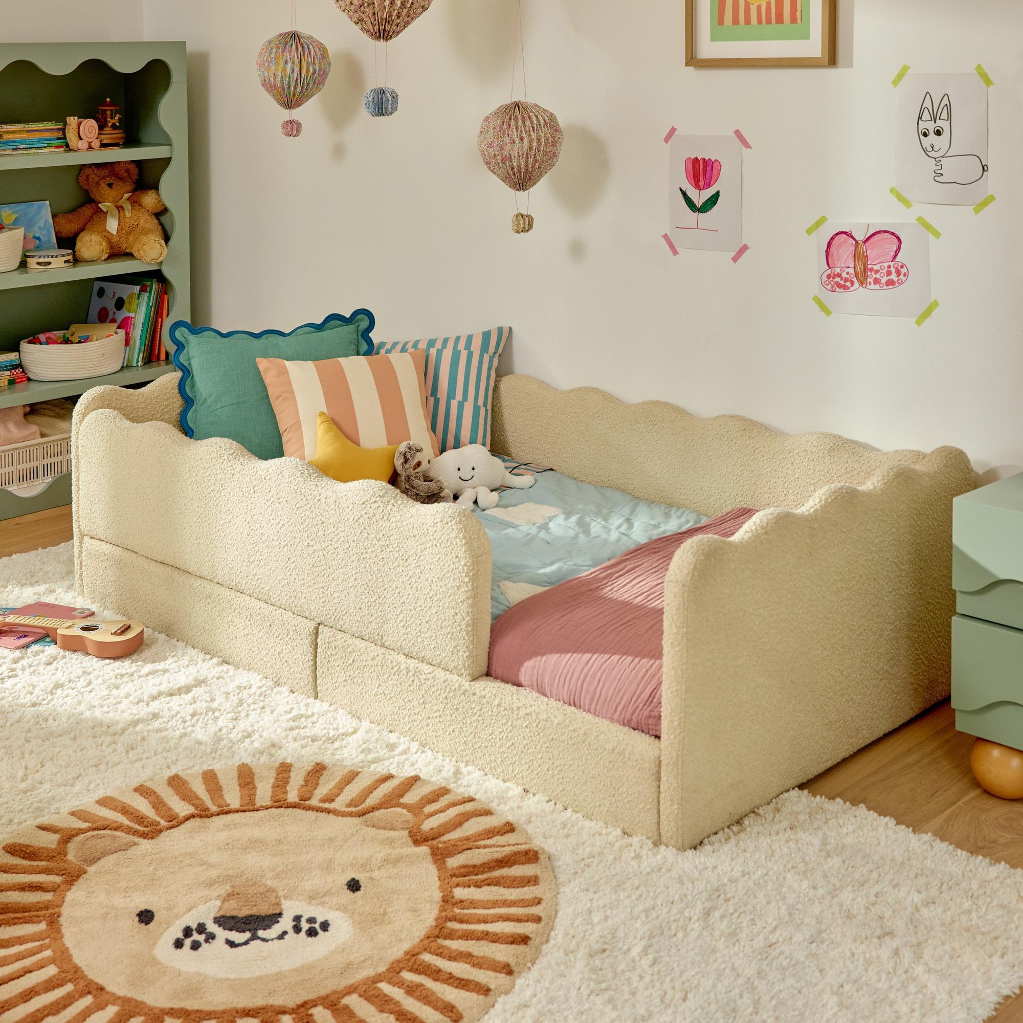 Babyletto Rizo Montessori-Inspired Twin Floor Bed with Guardrails
