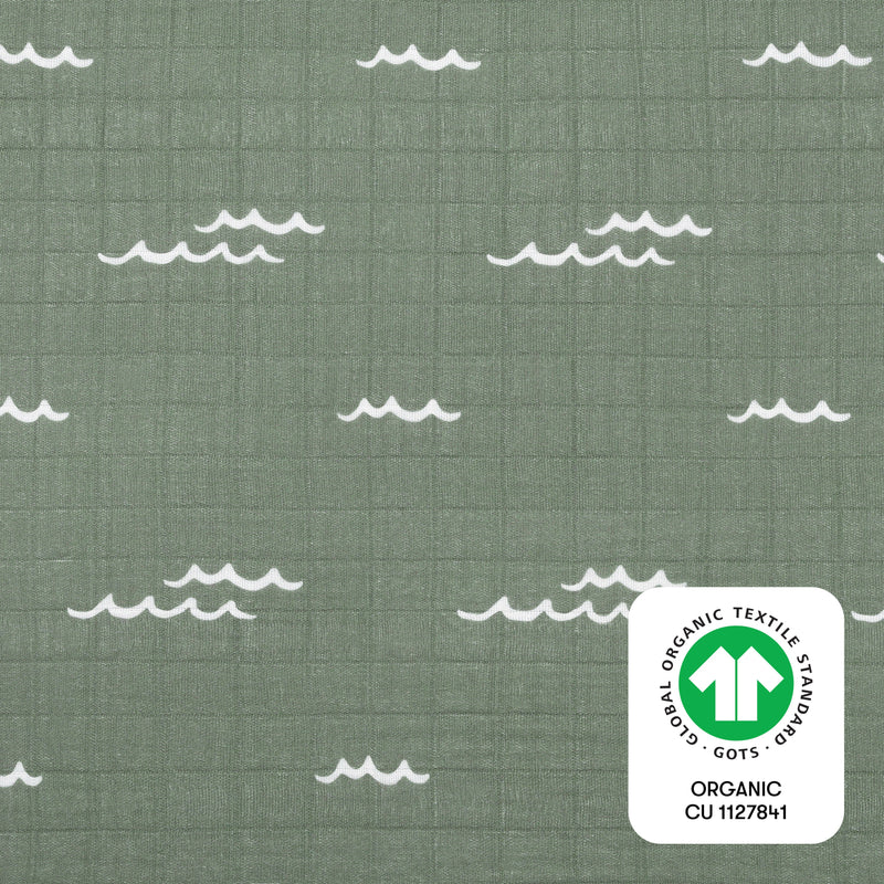 Babyletto Ocean Waves Mini Crib Sheet in GOTS Certified Organic Muslin Cotton