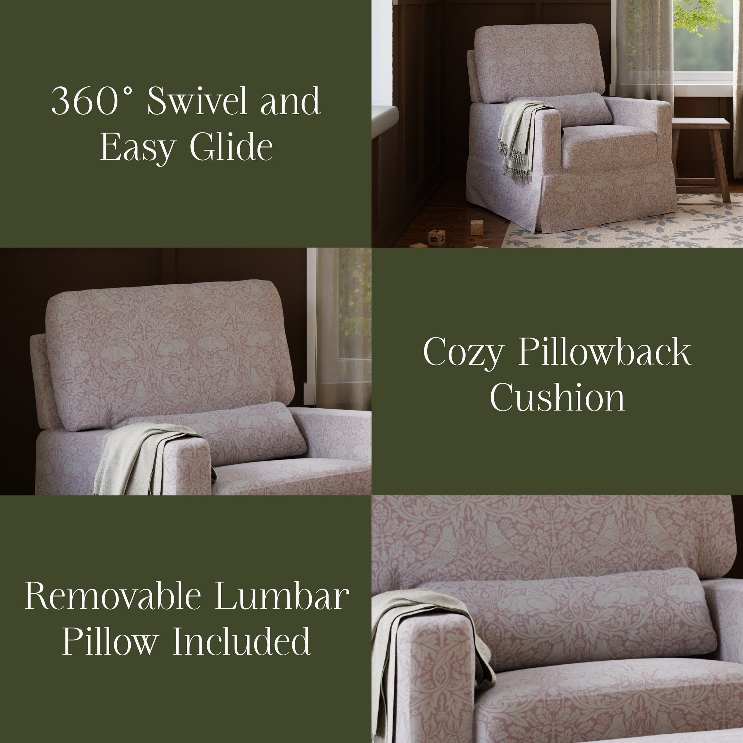 Morris & Co. x Namesake Crawford Pillowback Comfort Swivel Glider