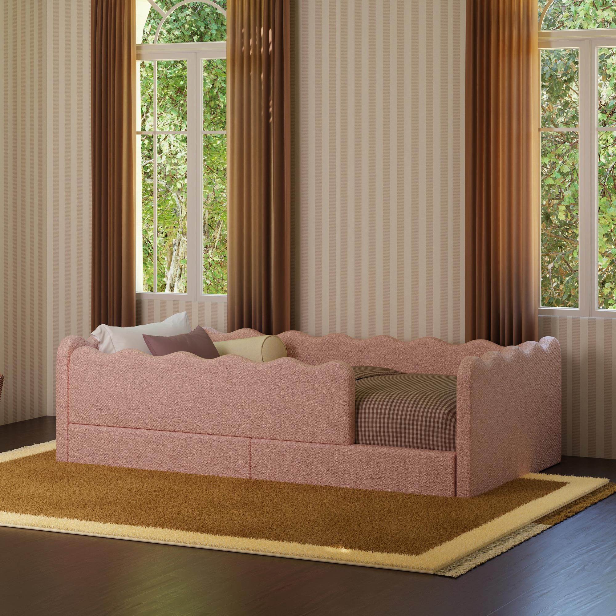 Babyletto Rizo Montessori-Inspired Twin Floor Bed with Guardrails