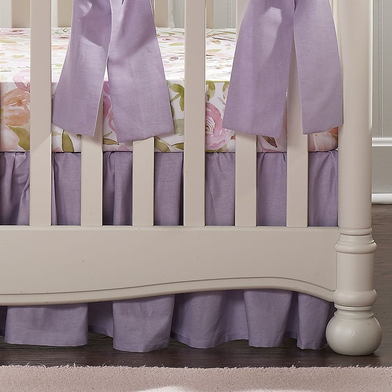 Liz & Roo Petal Lavendar Linen Blend Gathered Crib Skirt 16" Drop